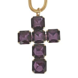 Long crystal cross necklace in purple 💜